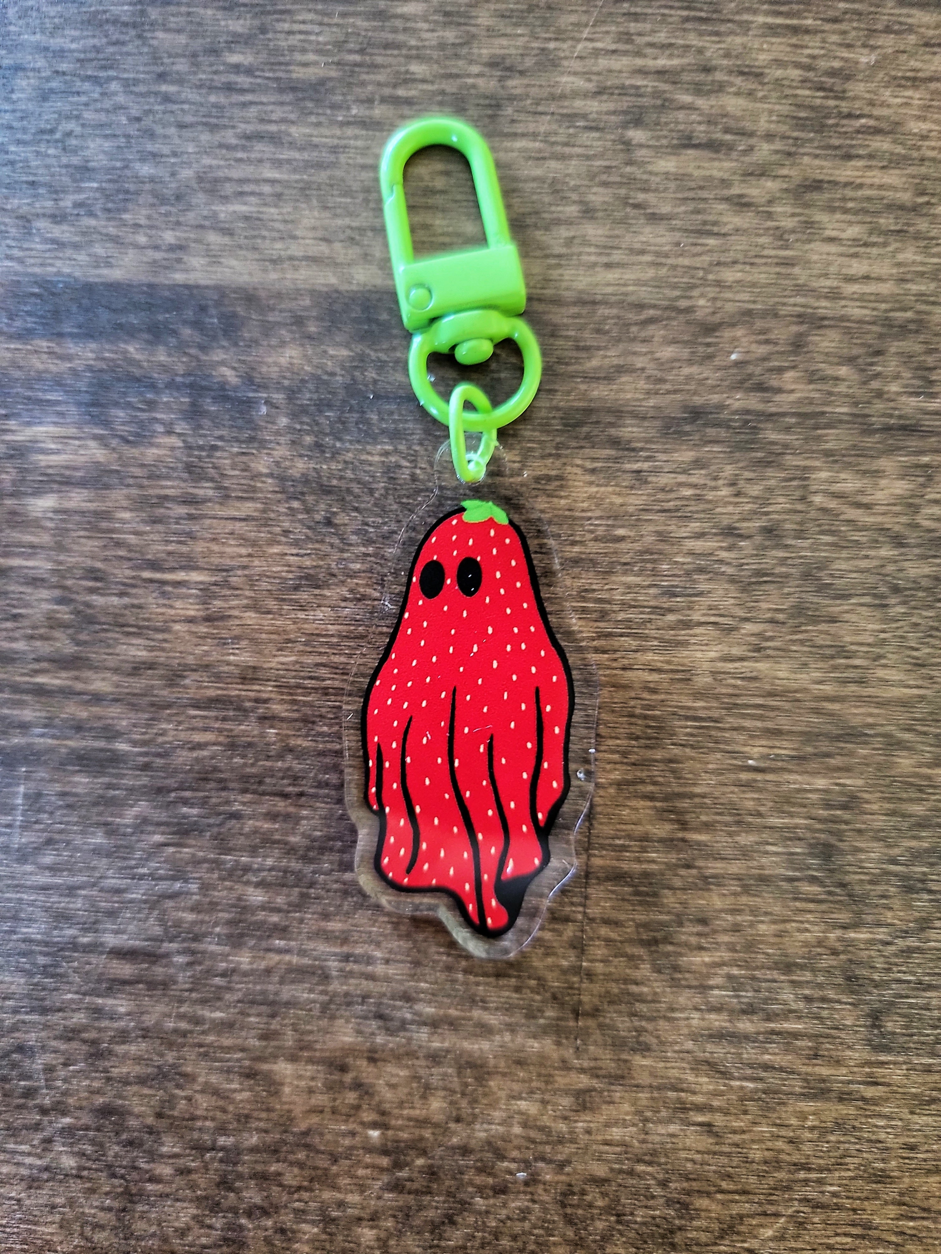 Strawberry Ghost Keychain